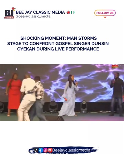Shocking Moment: Man Storms Stage to Confront Gospel Singer Dunsin Oyekan During Live Performance #dunsinoyekan #liveperformance #trendingvideo | Bee Jay Classic Media Company LTD