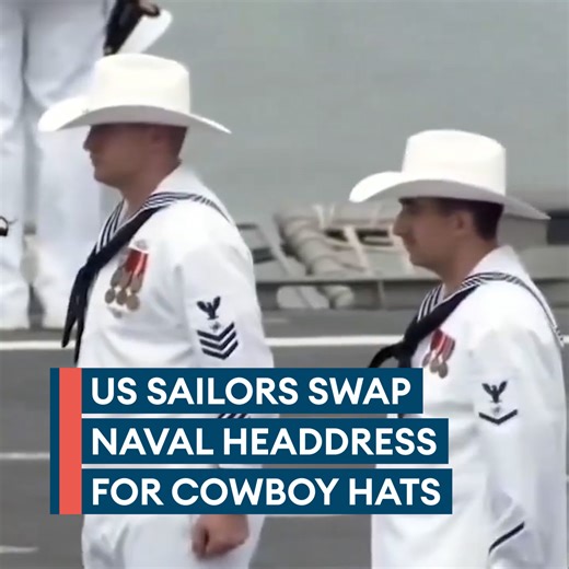 11K views · 96 reactions | US Navy personnel on board USS Kingsville swapped sailor hats for cowboy hats to pay homage to the city of Kingsville and the King Ranch  ⚓ The US Navy prides itself on a strong tradition of the relationship between a ship and its namesake community  Watch here  | Forces News | Facebook