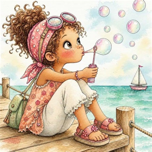 Cute Girls Cozy Summer Coloring Pages | Beach Coloring Book for Kids & Adults | Relaxing Coloring