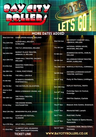 Bay City Rollers More Tour dates added 😁🤘🎸🎼👨‍🎤 | Bay City Rollers