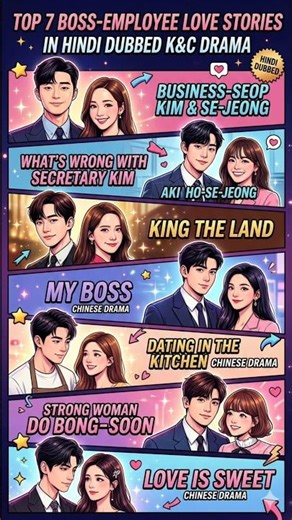 Top 7 Boss Employee Romance K-Dramas in Hindi Dubbed 😍| Best CEO Love Stories#kdrama #cdrama#shorts