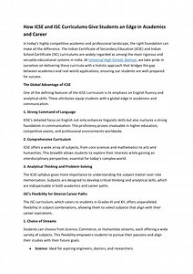 How ICSE and ISC Curriculums Give Students an Edge in Academics and Career - SlideServe