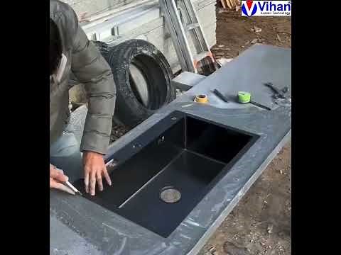 Hướng dẫn lắp đặt bồn rửa chén bát bán âm mặt đá