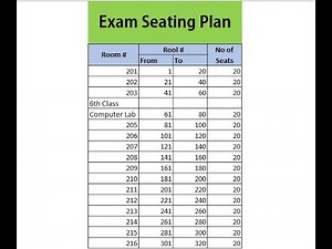 Exam seating plan in excel