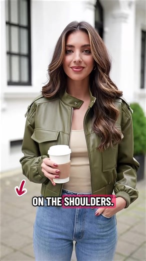 This olive green moto jacket is the ultimate statement piece. The faux leather looks premium, and the layered detail adds such cool texture. It instantly elevates any casual outfit. Obsessed! #TikTokMadeMeBuyIt #Valentinesday #DealDrops #MotoJacket #StatementPiece