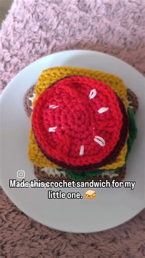 handmade crochet sandwich #montessorimaterial #crochetfood #pretendplay #crochettoys