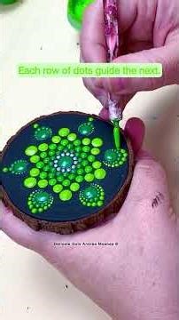 Dot mandala magnet painting on a wooden slice #mandala #satisfying #art #artscraft #painting #craft