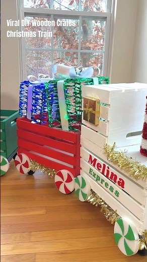 DIY Christmas Train made with Wooden Crates and Glowforge Aura