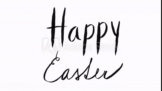 Happy Easter headline. Animated hand drawn calligraphy title text. Loop animation with Alpha channel. Can be use as a banner for social media.