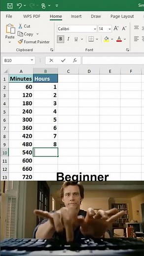 How to convert minutes to hours in excel 😱 #excel #office #spreadsheet