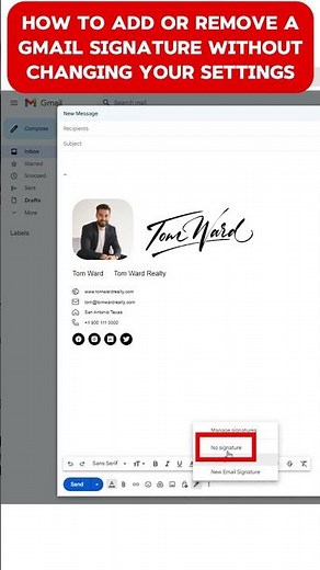 How to add or remove a Gmail signature without changing your settings #shorts