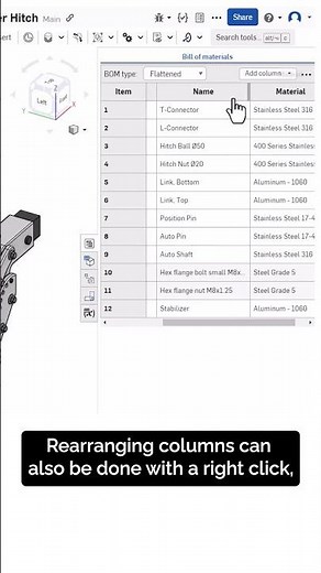 Customizing BOM Tables