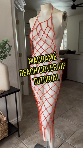 Watch me make a beach cover up using macrame cord. ☺️ #macrame #beachcoverup #swimwear #macrametutorial