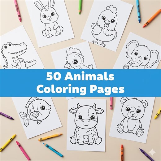 Best of 50 Animal Coloring Pages for Kids | Printable Animal Coloring Sheets | Instant Download for Childeren & Kindergarten Activities - Etsy