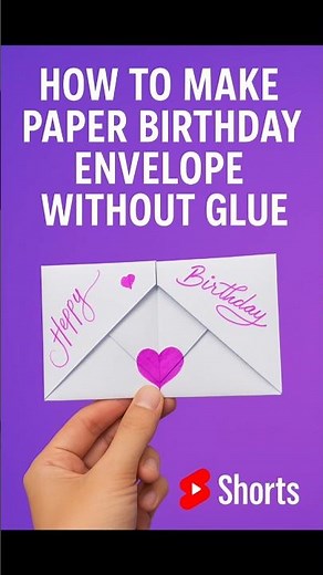 Easy paper Birthday card envelope 💌 | without glue and scissor #diy #craft #envelope #papercraft
