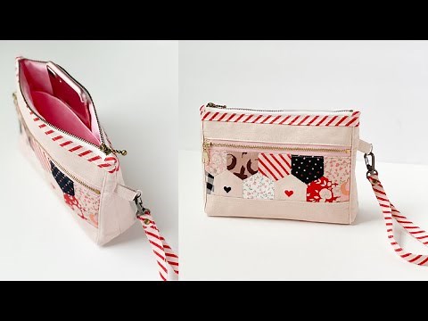 How to sew a Double Zipper Pouch | DIY Hexagon Wristlet Bag