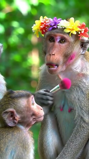 🐒💄 Monkey Doing Makeup | Funniest & Cutest Makeup Short Ever 😂 | #Shorts