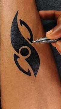 DIY simple tattoo design with pen 💯 ❤️ #shorts #tattoo #trending