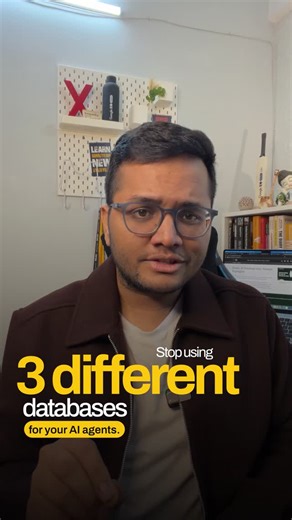 Arsh Goyal on Instagram: "Stop using three different databases for your AI agents. Seriously. Vector DB here, relational DB there, document store somewhere else. You’re basically paying three rents for one apartment. And then you spend half your time syncing data between them. Oracle 26AI has native vector support now. Same database that handles your JSON, your tables, your transactions - now does embeddings and similarity search too. Built a research agent this week. Stores sessions as vectors.