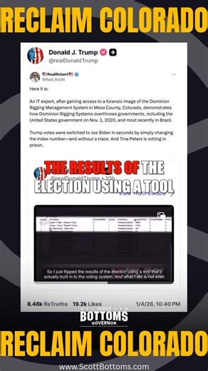 🚨𝗣𝗿𝗲𝘀𝗶𝗱𝗲𝗻𝘁 𝗧𝗿𝘂𝗺𝗽 𝘀𝗵𝗮𝗿𝗲𝗱 𝘁𝗵𝗶𝘀 𝗯𝗼𝗺𝗯𝘀𝗵𝗲𝗹𝗹 𝘃𝗶𝗱𝗲𝗼 𝗼𝗻 𝗧𝗿𝘂𝘁𝗵 𝗦𝗼𝗰𝗶𝗮𝗹, 𝗲𝘅𝗽𝗼𝘀𝗶𝗻𝗴 𝗵𝗼𝘄 𝗗𝗼𝗺𝗶𝗻𝗶𝗼𝗻 𝗺𝗮𝗰𝗵𝗶𝗻𝗲𝘀 𝗶𝗻 𝗠𝗲𝘀𝗮 𝗖𝗼𝘂𝗻𝘁𝘆, 𝗖𝗢, 𝗳𝗹𝗶𝗽 𝘃𝗼𝘁𝗲𝘀 𝗶𝗻 𝘀𝗲𝗰𝗼𝗻𝗱𝘀—𝗻𝗼 𝗹𝗼𝗴𝘀, 𝗻𝗼 𝘁𝗿𝗮𝗰𝗲. From Trump 56K to Biden 56K. Pennsylvania live on CNN: 19K votes switched! This is why Tina Peters was jailed for exposing it—far-left corruption at work and Venezuelan cartels headquartered in Aurora, CO. 𝗔𝘀 𝘆𝗼𝘂𝗿 𝗴