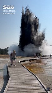 2.1K views · 11 reactions | Geyser eruption sends tourists running for cover | The US Sun - News | Facebook