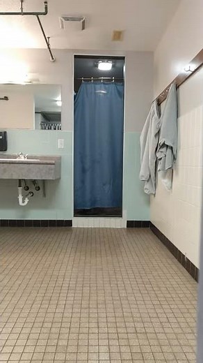 walk into men's shower room and someone talking to himself in shower ...funny. had to video it