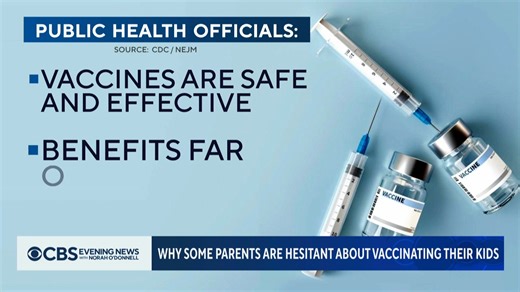 A recent survey revealed that more than 12% of parents are vaccine-hesitant, despite overwhelming evidence that vaccines are safe, effective and that the benefits far outweigh the risks. Chief medical correspondent Dr. LaPook explains what's behind the reluctance. | CBS Evening News