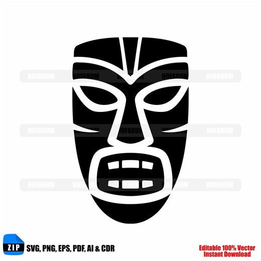 Tribal Tiki Mask SVG Polynesian Face Totem Tattoo Style Cricut Shirt Logo Design - Etsy