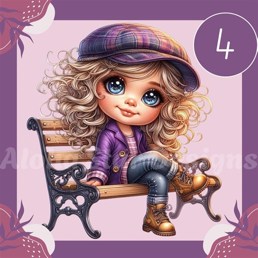 Blonde Girl on Bench PNG Clipart, Whimsical Design (digital Download) - Etsy Canada