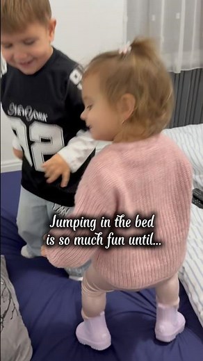 Jumping on the bed gone wrong 💥 #kids #fun #jump #fails #funny #parenting #shorts