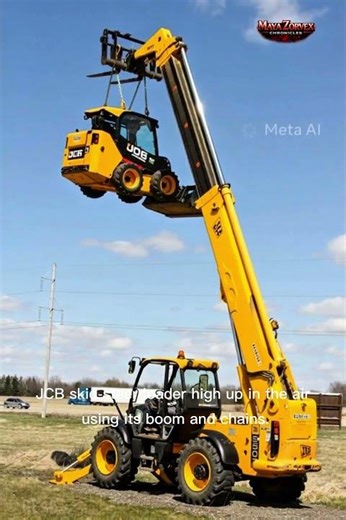 JCB Telehandler Lifting Another JCB Loader High in the Air 😱