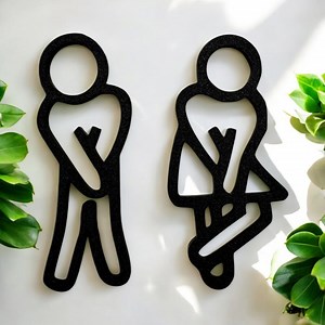 WC Türschild Damen/Herren – Witziges selbstklebendes Toilettenschild für Gäste-WC, Badezimmer Deko, ohne Bohren - Etsy.de