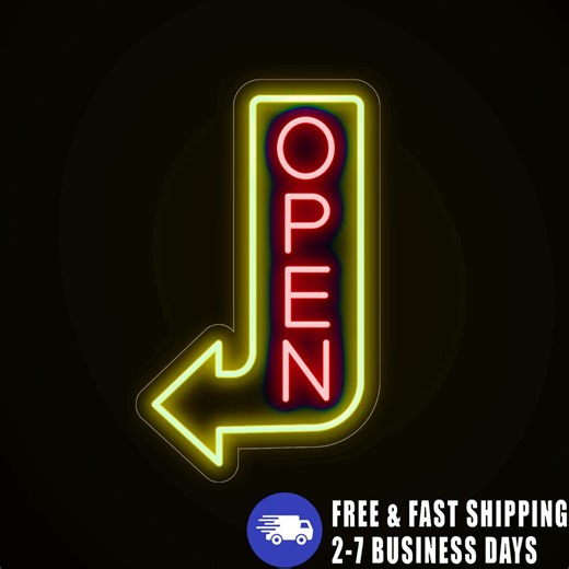 Vertical Arrow Neon Outdoor Open Sign, Waterproof LED Neon for Businesses, Large & Exterior Bright Light, Custom Neon Open Store Sign - Etsy
