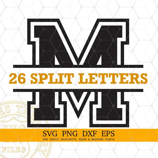 Varsity Monogram Svg, College Split Font Alphabet Letters Png Dxf Eps Files, Cricut Silhouette Font Digital Download Split Font Svg Files - Etsy UK