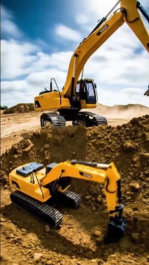 Giant Excavator & Mini RC Excavator: Epic Digging Action! 🏗️💨