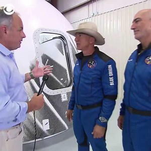 74K views · 301 reactions | "Hell yes!": Jeff Bezos tells CBS News' Mark Strassman that this morning's successful Blue Origin flight will motivate him to push deeper into space. cbsn.ws/3hPX9ZG | CBS News | Facebook