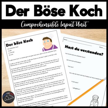 Beginning German Reading Short Story CI Sub Plans Der böse Koch