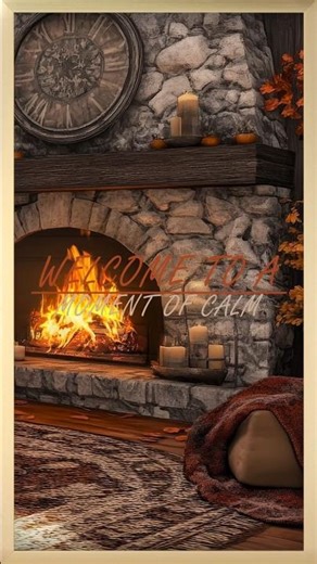 🍂 Cozy Autumn Fireplace Relaxing Music & Falling Leaves | Animated Ambience | Fall Evening Fireplace