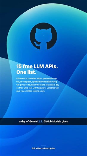 The Free LLM API List: 15+ Providers, Zero Dollars, All in One Place #Shorts