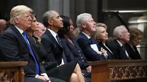 How Obamas greeted Trump at funeral