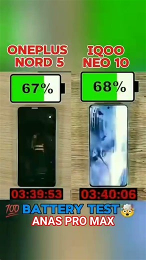 1 Plus Nord 5 vs IQOO Neo 10 battery 🔋 check⚡⚡⚡#viral#hit#subscribe#phone