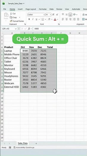 4 Excel Shortcuts You’ll Use Every Day (Alt =, Ctrl T, Ctrl Q, Alt F1)
