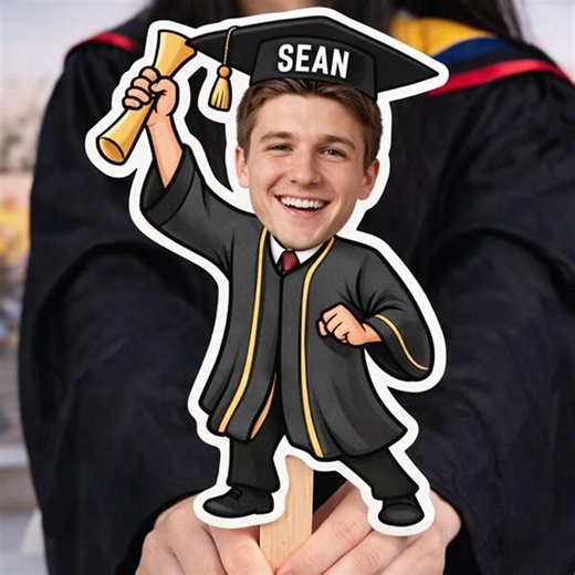 Custom Graduation Face Fan Wooden Handle, Personalized Big Head Photo Fan, Senior Class Party Favor, Photo Booth Prop Class of 2026 Gift - Etsy