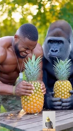 gorilla vs us soldiers cracking a pineapple challenge 🍍 #gorilla #fyp #funny #challenge