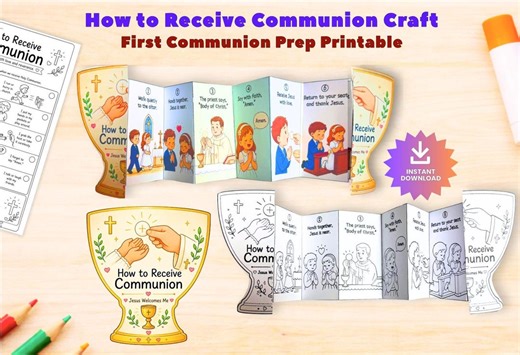 How to Receive Communion Craft, First Communion Prep Printable, Catholic Worksheet for Kids, CCD Eucharist Activity Pack, Holy Mass PDF - Etsy