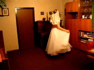 Sissy maid dance for Mistress in prom dress.avi