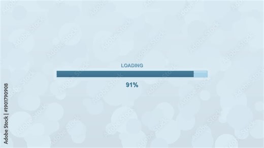 Progress bar animation showing loading status and completion percentage in a simple digital layout
