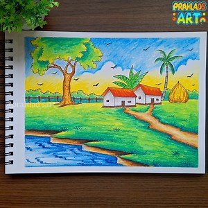 1.6M views · 8.4K reactions | Easy Scenery Drawing for kids and beginner  | Prahlad's ART | Facebook