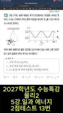 2027 Academic Year CSAT Special Lecture on Physics II, Lecture 5: Work and Energy, 2-Point Test, ...