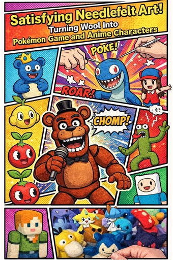 Satisfying needlefelt art turning wool into Pokemon game and anime characters